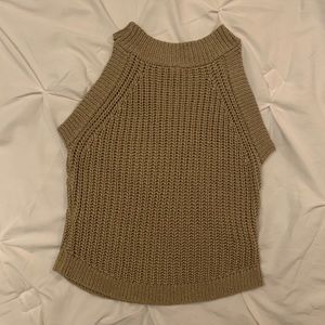 Light Brown - Knitted Halter Crop Top
